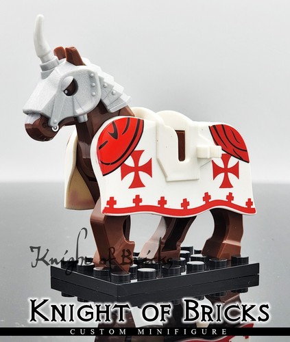 CUSTOM Minifigure Templar Knight Horse 3 with Armor - Picture 2 of 3