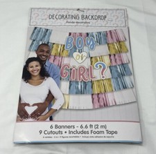 Decorative Background for Gender Reveal, 15 Pieces, 2 m Blue And Pink 