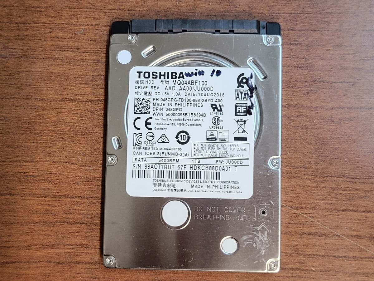 ORIGINAL!! TOSHIBA MQ04ABF100 WINDOWS 10 1TB 5400RPM HDD HARD DRIVE 48GPG  048GPG
