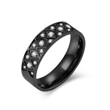 CZ Statement Ring for Men Women Stainless Steel Eternity Wedding Anniversary
