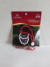 Holiday Time 12 Santa Wire Bead Ornament Kit Sealed Christmas Craft