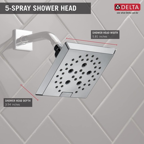 Delta Faucet 5-Spray H2Okinetic Raincan Shower Head Chrome 52664-PN-PR - Picture 2 of 7