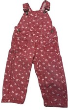 OshKosh Pink White Butterfly Print Vestbak Overalls Girls 18 Mos.