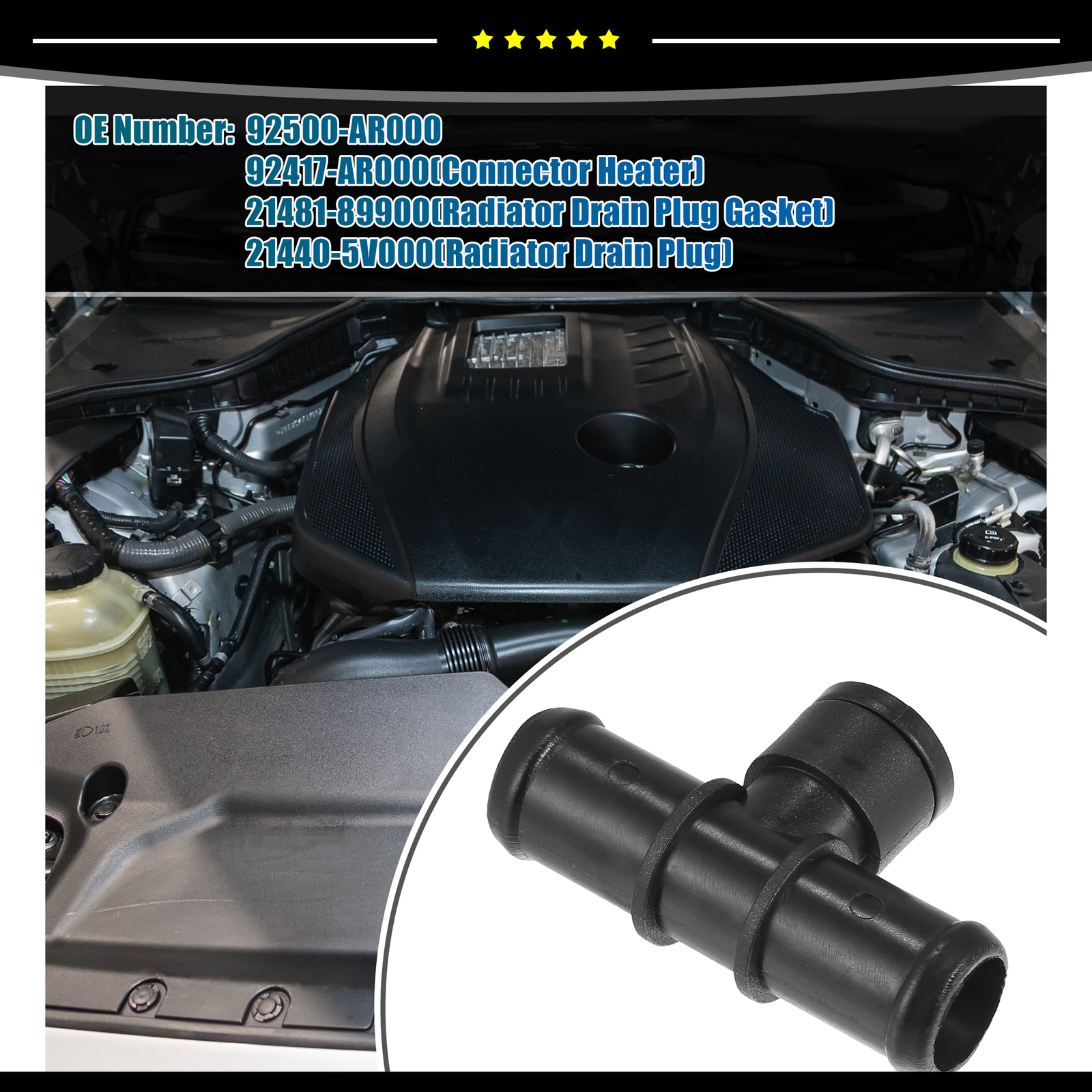 Piece of 1 92500AR000 Heater Hose Connector for Nissan 350Z for