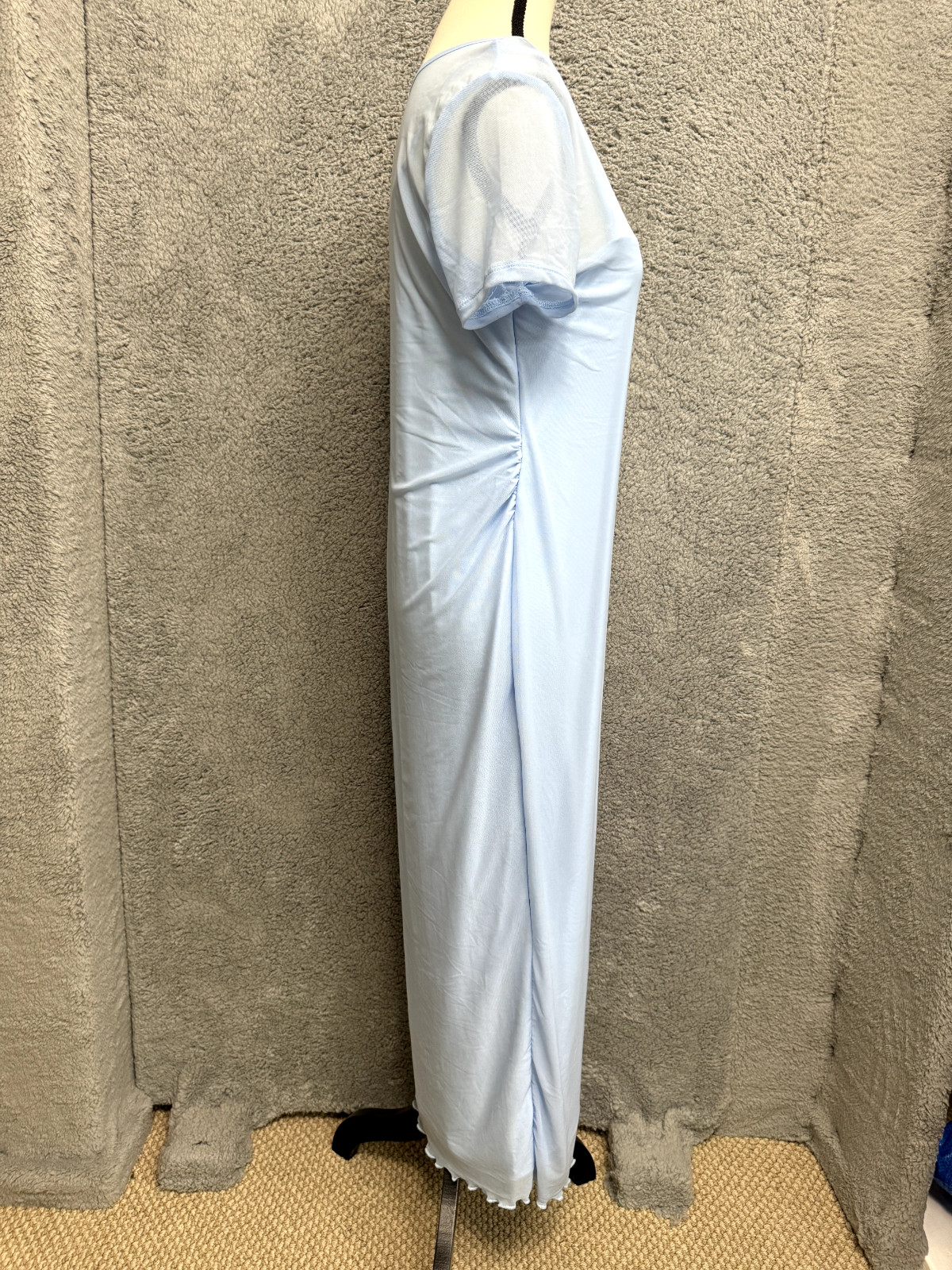 Slip Dress Women Large Blue Sheer Maxi Ruched Fairycore Fairy Ethereal Whimsical