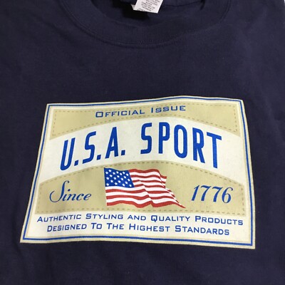 Basic Editions T Shirt Mens Size XL Crew Neck 100% Cotton USA Sport Since 1776