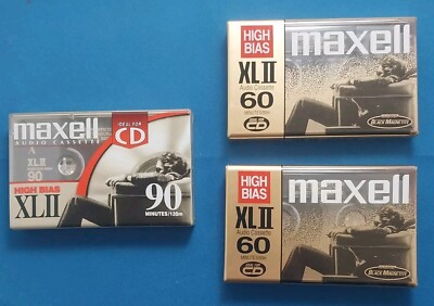 Maxwell Audio Cassette Tapes lot of 3 (x2 60min / x1 90 min) Brand New/Sealed