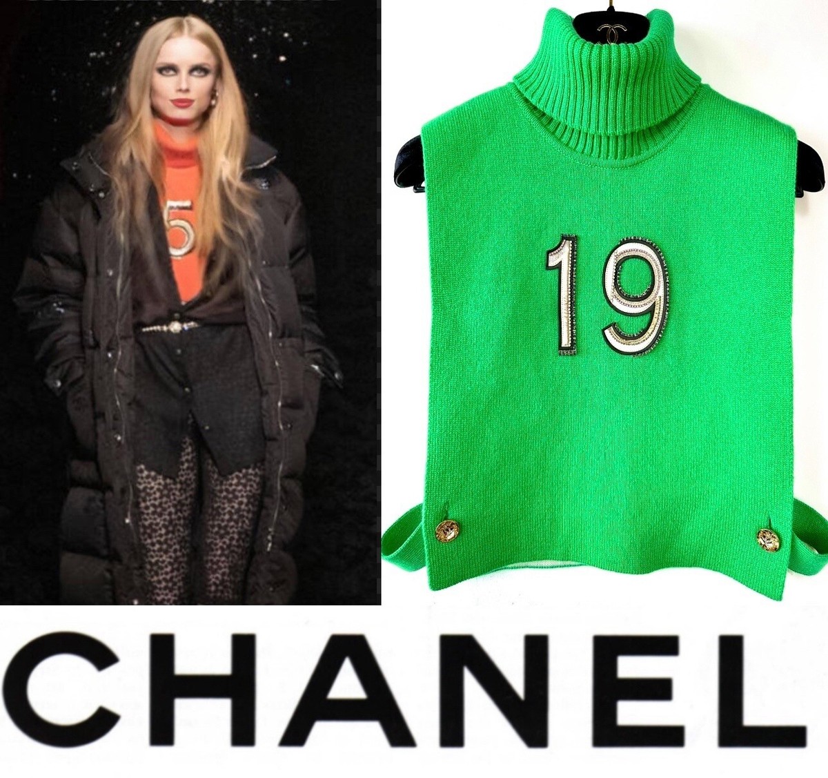 CHANEL グリーン Tシャツ サイズ46 CHANEL】シャネル『ロゴ 半袖Tシャツ sizeXS』P74670K10685 23P