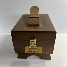 Vintage Esquire Genuine Oak Shoe Care Chest - Shoe- Brush  sponges