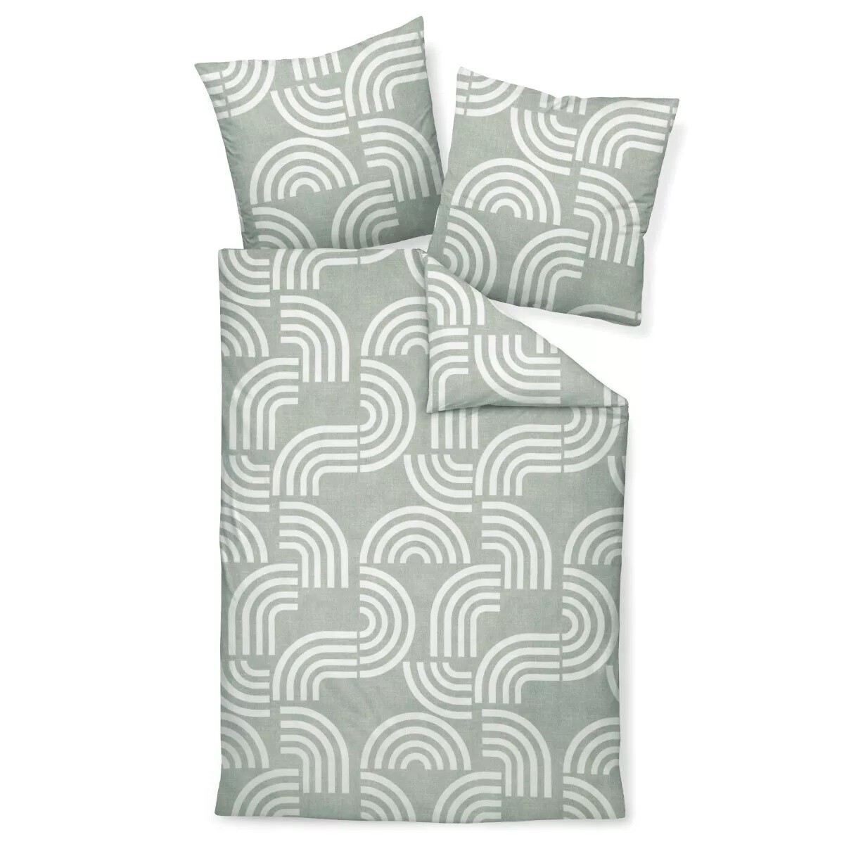 Janine Biber Bettwäsche Davos 155x220 Spiralen Linien lindgrün weiß 65157-06