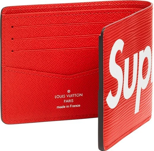 Portefeuille mince Supreme x Louis Vuitton rouge épi (LVSU048) taille unique