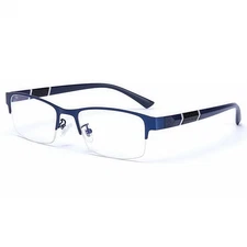 Myopia Glasses Blue Light Blocking Half Frame Men Business Metal Frame TR Legs