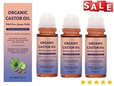 1 3x Organic Golden Castor Oil Roll-On with Rose Quartz for Skin,Hair  Wrinkle