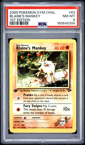 Blaine's Mankey (1st Edition) graded PSA 8 for sale on eBay