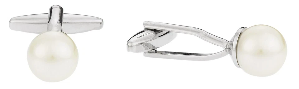 Gemelos de perlas sintéticas puño-papá caja de regalo para hombre joyería formal Foto 2 de 4