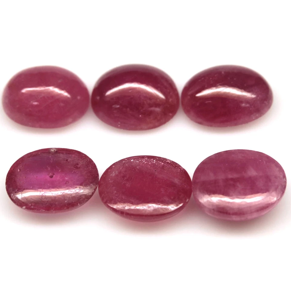 36.95 CT. 6Pcs Heated Red Ruby Madagascar Oval Cabochon - Image 3 of 4