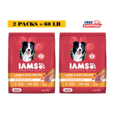 2 Packs, IAMS Proactive Health Adult Dry Dog Food - Lamb Rice 30 Lb