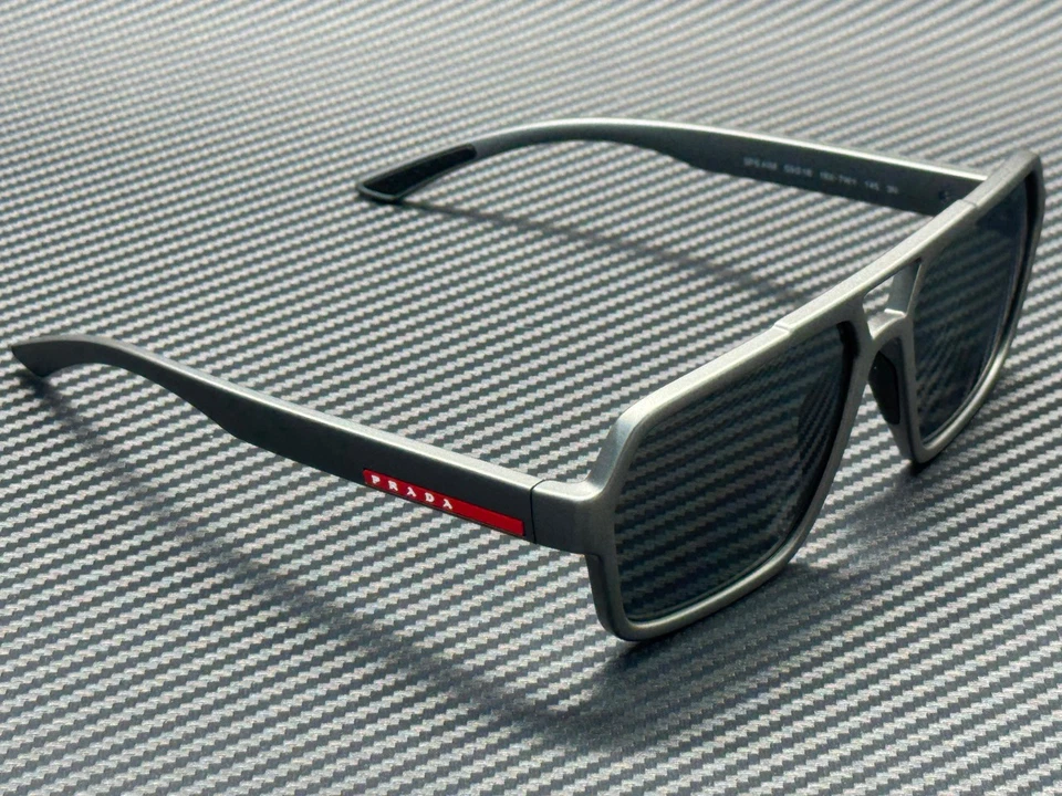 G2U with tags PRADA LINEA ROSSA PS A06S 16X7W1 Grey Metal Silver Mirror Mens 59 - Image 3 of 4