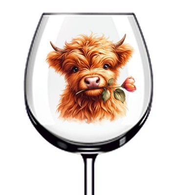 12x niedliche Highland Kuh Vinyl Aufkleber Abziehbild Becher Weinglas Flasche Laptop Becher