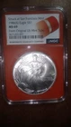 1986 - S - MS69 Silver Eagle Orange Core from an Original US Mint Tube