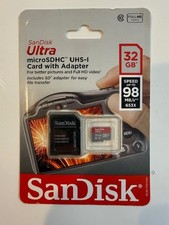SanDisk Ultra 32GB microSDHC UHS-I Memory Card with Adapter 98mb/s