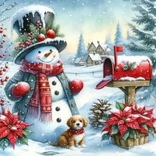 Christmas Diamond Art Kits for Adults-Christmas Snowman 5D G8952-US 