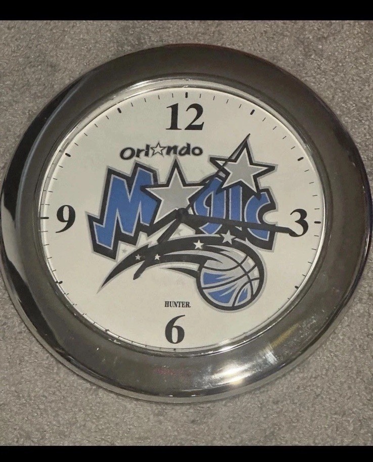 Hunter Orlando Magic NBA Basketball Round Wall Clock Silver Tone Frame