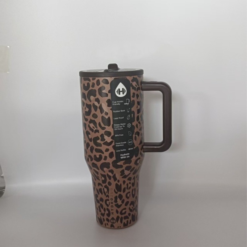 40oz Savanna Cheetah Leopard Print Traveler Cup Tumbler NEW IN