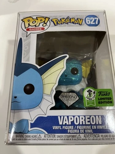 Funko POP! GAMES POKÉMON 627 VAPOREON DIAMOND ECCC 2021 CONVENTION EXCLUSIVE