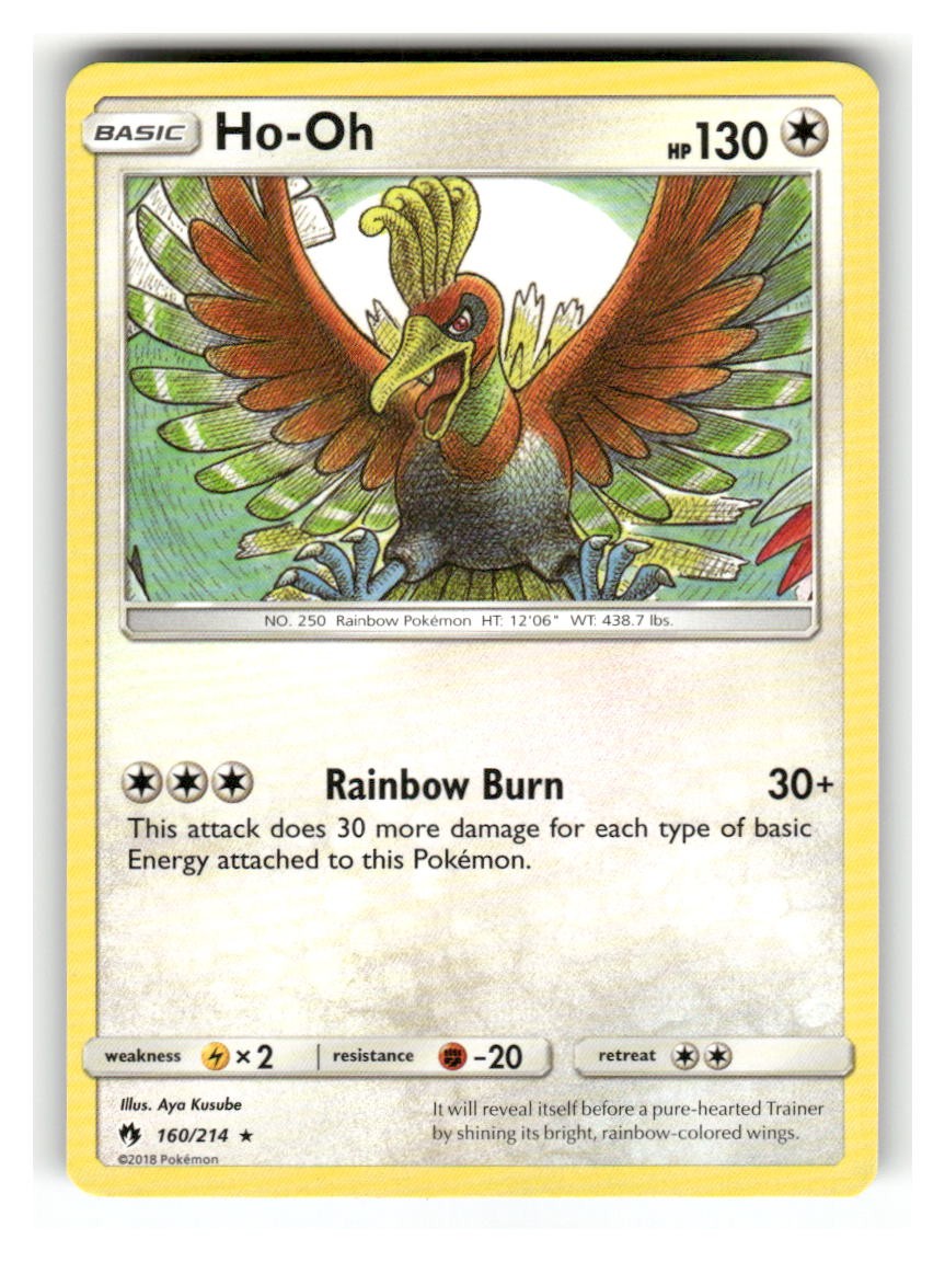 Ho-Oh 160/214 Rare Lost Thunder Pokemon Lightly Played