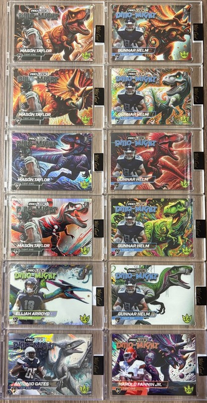 2025 Wild Card Dino-Might (lot of 12 TEs) - Helm, Gates, Arroyo, Fannin Jr…..