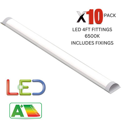 10 x LED 4FT 1200mm 36W Slimline Batten Röhre Licht Tageslicht weiß 6500K GROSSABNAHME