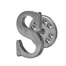 Letter Lapel Pins for Men Women Initial Alphabet Letter-S Collar Gunmetal Gray