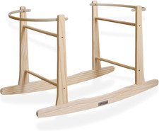 Image of Clair De Lune Wooden Standard Rocking Moses Basket Stand Natural