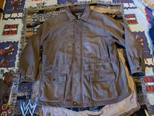 Vintage LL Bean Chore Brown Leather Men's Tall XXL Barn Jacket Coat Thinsulate 