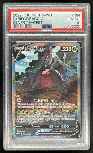 2022 Pokemon SWSH Silver Tempest Regidrago V #184/195 PSA 10 GEM MINT