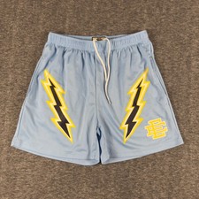 Eric Emanuel EE Shorts Mens Medium Light Blue Mesh Lightning Bolt Made in USA