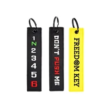 3PC Double Sided Embroidered Key Chain Motorcycle Tag Keychain Keyring Gift New