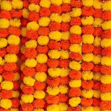 5pcs Dark Orange  Yellow Marigold Garland for Home, Wedding Decor US US 