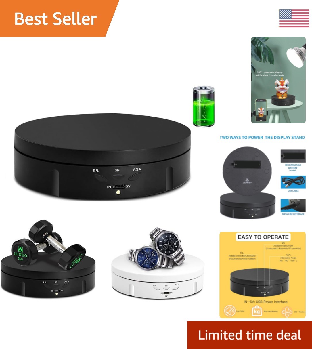 Portable 360-Degree Turntable for Showcasing Jewelry & Products - 22lbs Capacity