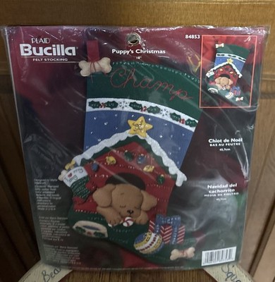 Bucilla Puppy's Chistmas Felt Stocking Kit #84853 2002 New/Sealed