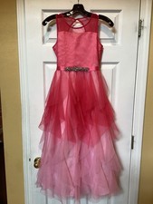 Rare Editions Girls Pink Tulle Dress With Jewels Size 14