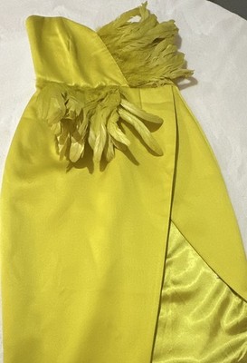 Nova Luxe Yellow Asymmetrical Maxi Dress Women s XS