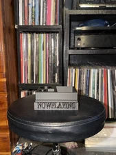 Now Playing Vinyl Record Player Stand That Holds Cleaning Supplies Black