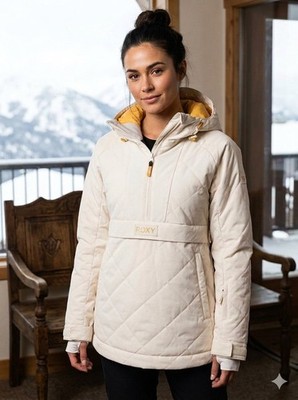  NWT Roxy Radiant Lines Overhead Snow Jacket   Cozy Apres-Ski Chic Size Small