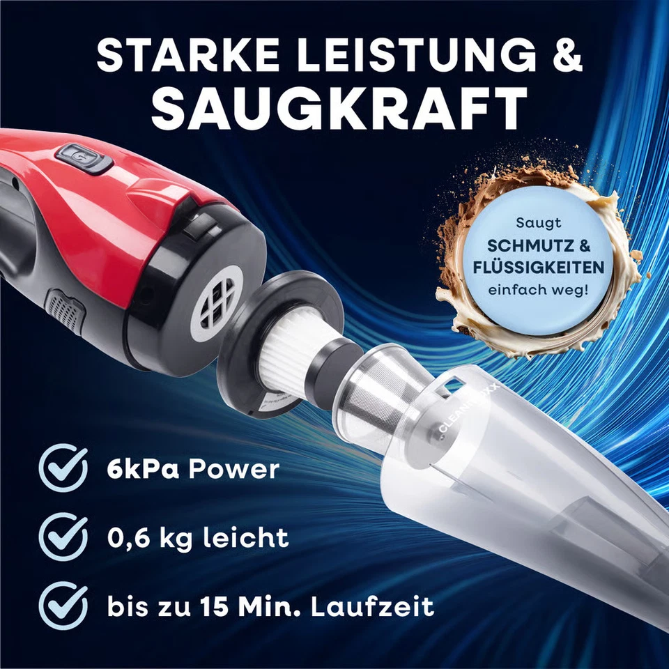 CLEANmaxx Akku Staubsauger Handstaubsauger Handsauger kabellos Auto KFZ Sauger - Bild 2 von 4