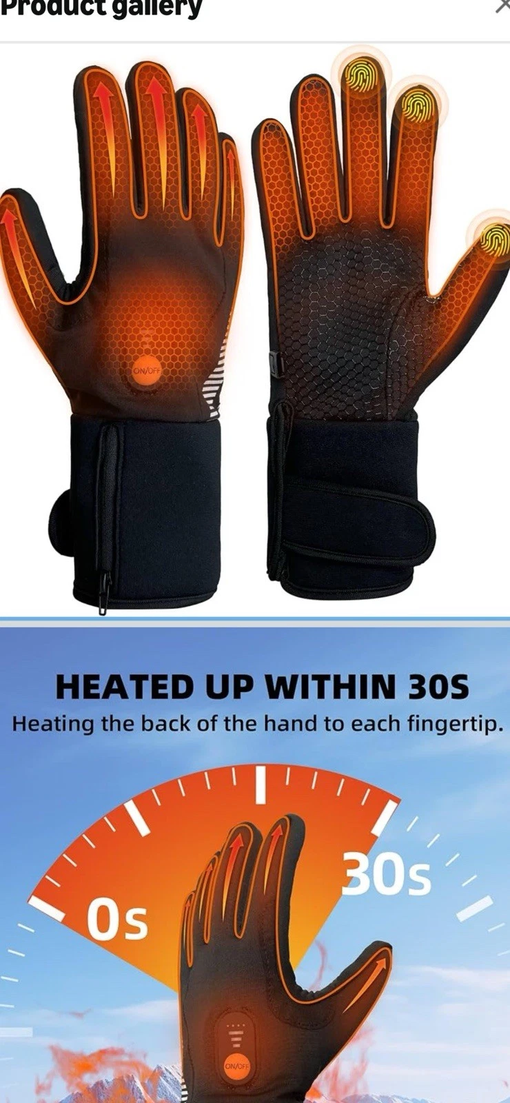Heated Gloves Liners for Men Women,Rechargeable Waterproof Winter