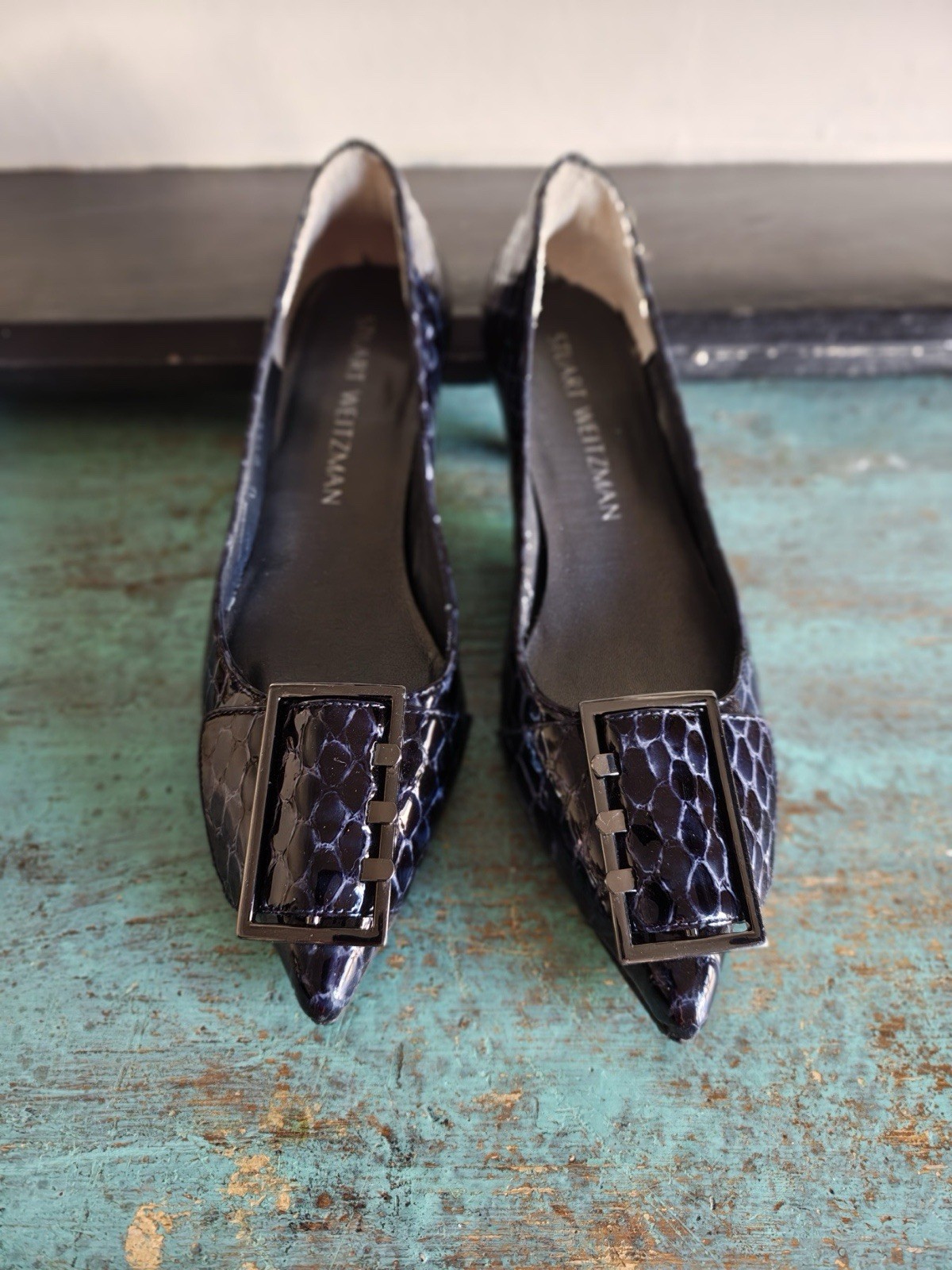 Stuart Weitzmann Triplespare Black Snakeskin Kitt… - image 12