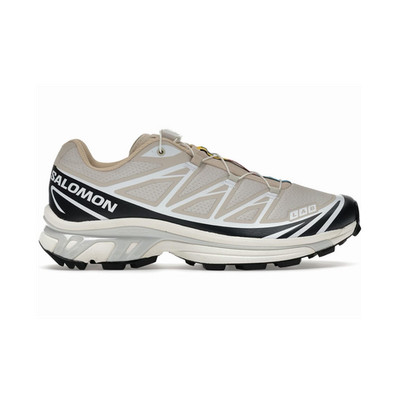 Salomon XT-6 Rainy Day Black White Beige Quicklace Lightweight Low Top Sneakers