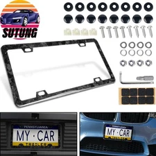 Real Forged Carbon Fiber License Plate Frame Shield Cover Car Truck